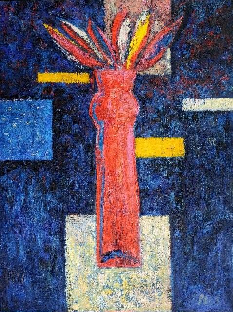 Darek Pala - Red Vase (Oil on Canvas | Wymiary: 76 x 102 cm | Cena: 8000 PLN)
