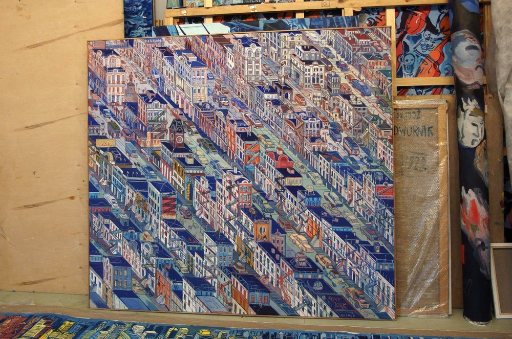 Edward Dwurnik - New York Greenwich Village (Oil on Canvas | Size: 220 x 200 cm | Price: 80000 PLN)
