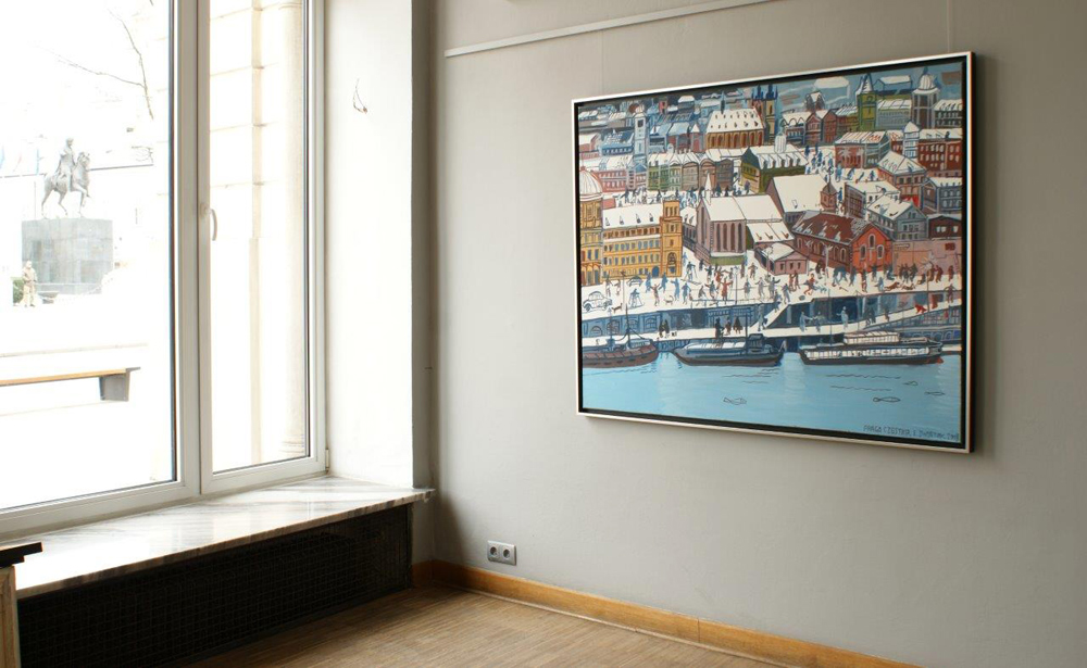 Edward Dwurnik - Prague in winter (Oil on Canvas | Size: 151 x 119 cm | Price: 38000 PLN)