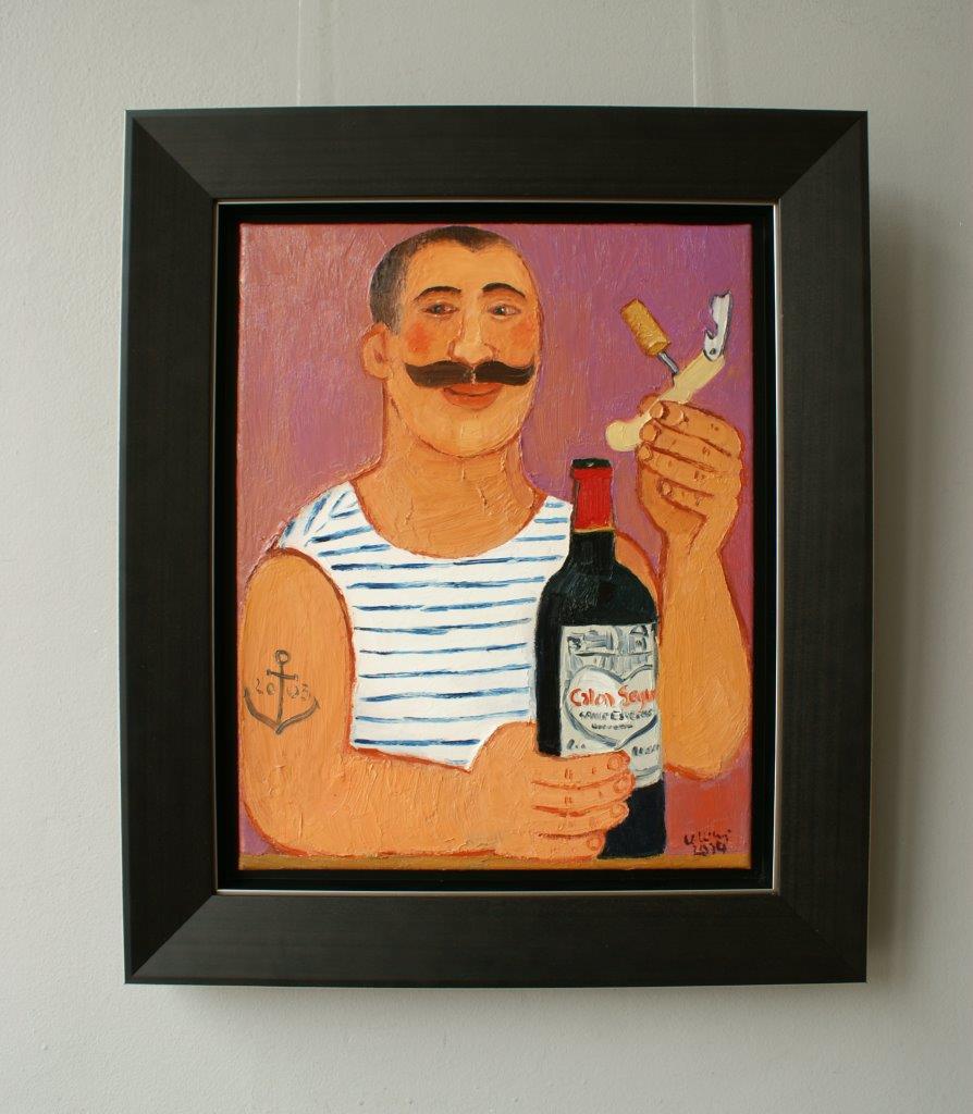 Krzysztof Kokoryn - Sailor uncorking wine (Oil on Canvas | Size: 57 x 67 cm | Price: 6000 PLN)