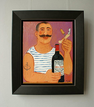 Krzysztof Kokoryn : Sailor uncorking wine : Oil on Canvas