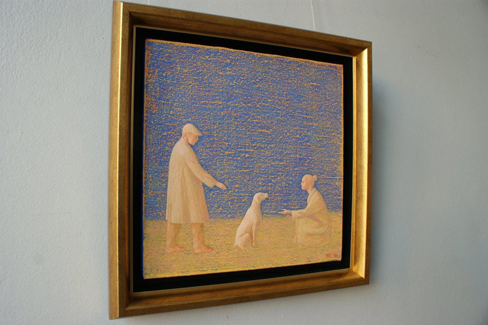 Mikołaj Kasprzyk - With a dog (Oil on Canvas | Wymiary: 39 x 39 cm | Cena: 2800 PLN)