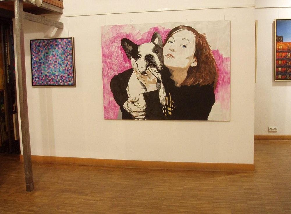 Agnieszka Sandomierz - Me and my dog (Felt pen on Canvas | Size: 160 x 120 cm | Price: 11000 PLN)