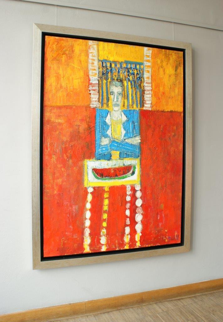 Darek Pala - Man with watermelon (Oil on Canvas | Wymiary: 121 x 168 cm | Cena: 16000 PLN)