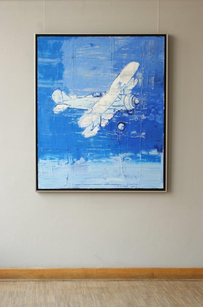 Jacek Łydżba - White plane (Oil on Canvas | Size: 105 x 125 cm | Price: 7000 PLN)
