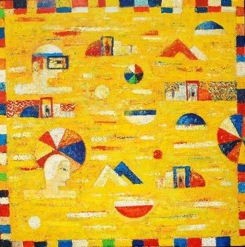 Darek Pala - Yellow Pool (Oil on Canvas | Wymiary: 152 x 152 cm | Cena: 14000 PLN)