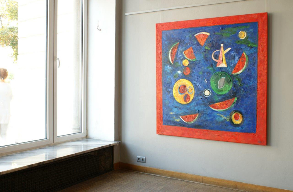 Darek Pala - Still life in the red table (Oil on Canvas | Größe: 150 x 150 cm | Preis: 15000 PLN)