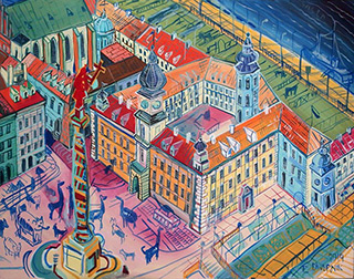 Edward Dwurnik : Warsaw - Royale Castle : Oil on Canvas