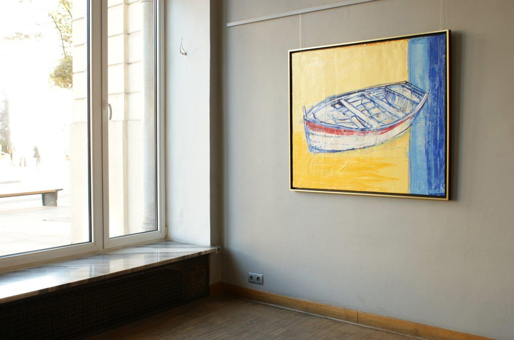 Jacek Łydżba - Boat on the shore (Oil on Canvas | Size: 125 x 105 cm | Price: 7000 PLN)
