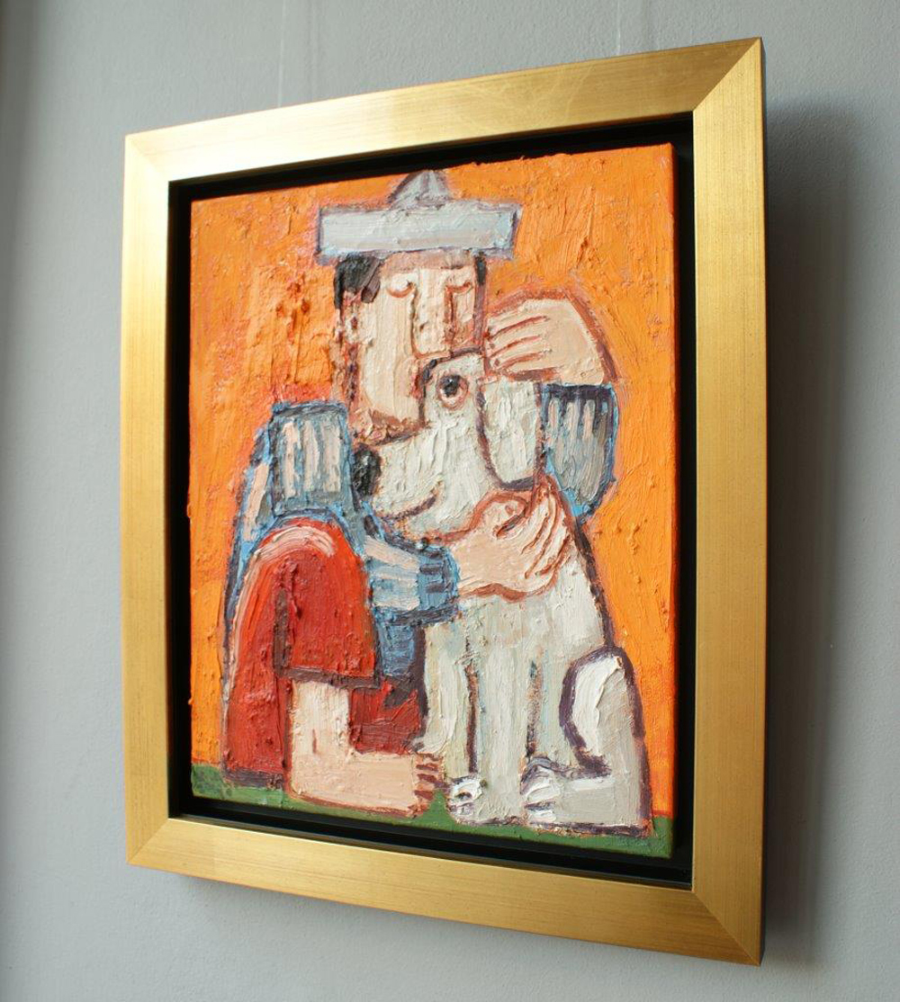 Krzysztof Kokoryn - Boy with dog (Oil on Canvas | Wymiary: 54 x 64 cm | Cena: 5400 PLN)