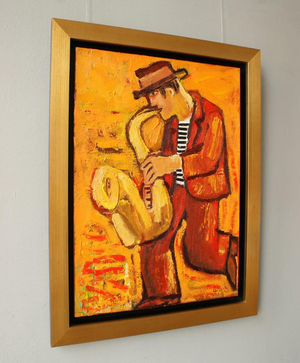 Krzysztof Kokoryn - Orange saxophonist (Oil on Canvas | Größe: 64 x 84 cm | Preis: 5500 PLN)