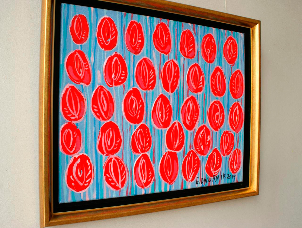 Edward Dwurnik - Pink tulips (Oil on Canvas | Size: 64 x 56 cm | Price: 6500 PLN)
