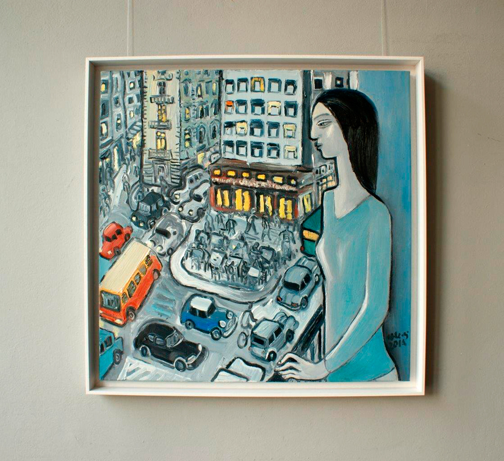 Krzysztof Kokoryn - Urban life (Oil on Canvas | Wymiary: 76 x 76 cm | Cena: 6400 PLN)