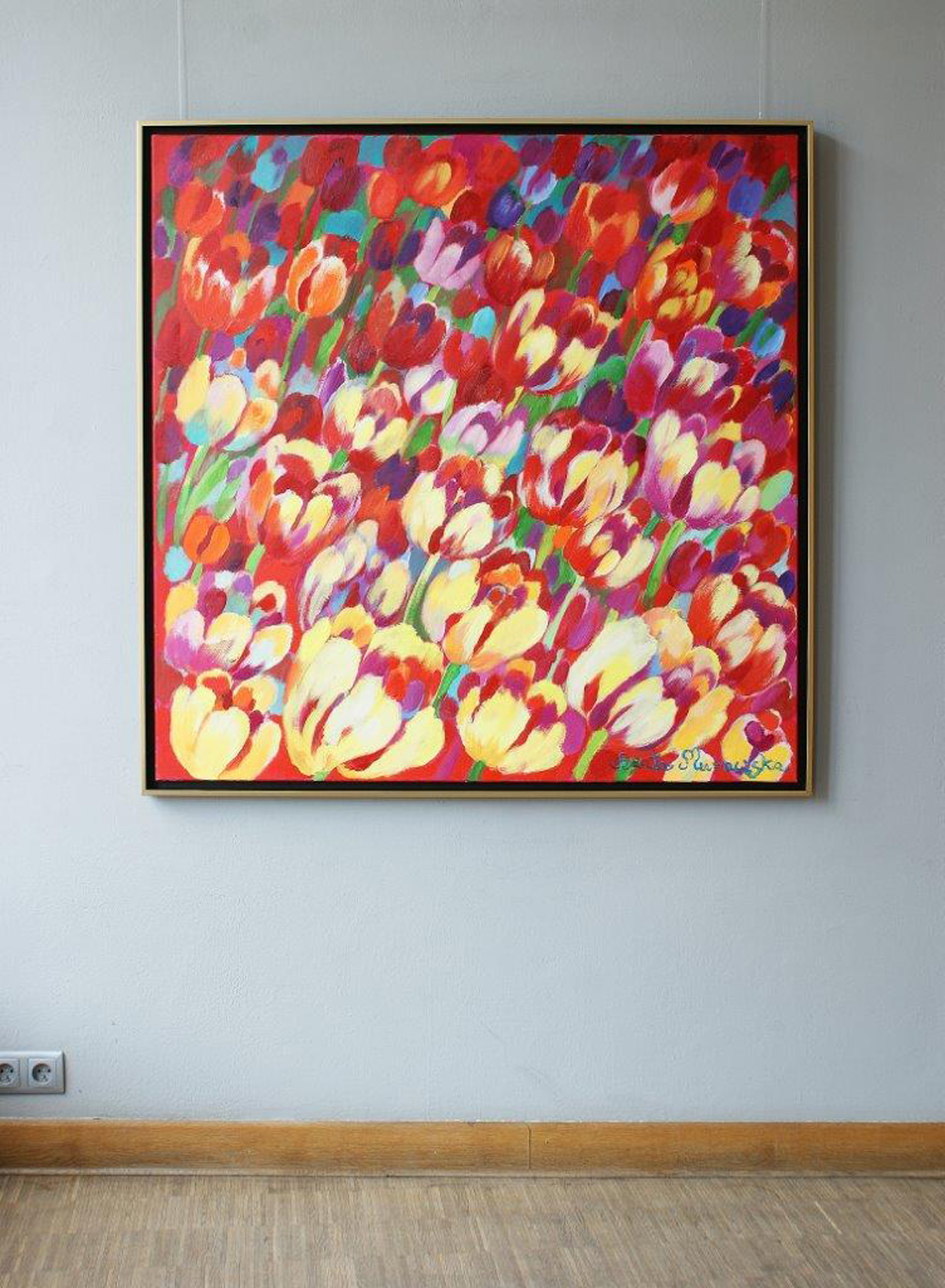 Beata Murawska - Field of tulips (Oil on Canvas | Size: 125 x 125 cm | Price: 7000 PLN)