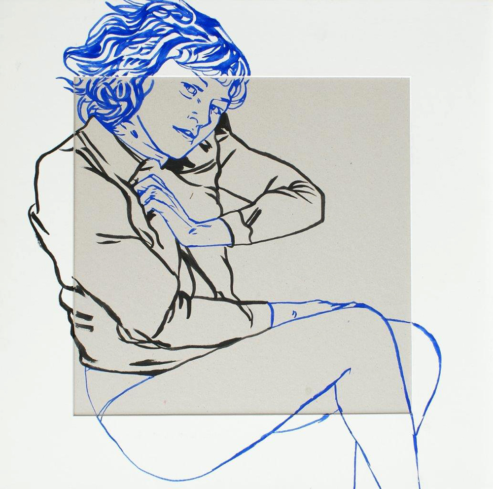 Agnieszka Sandomierz - Site girl 5 (Tempera on panel | Wymiary: 56 x 56 cm | Cena: 2500 PLN)