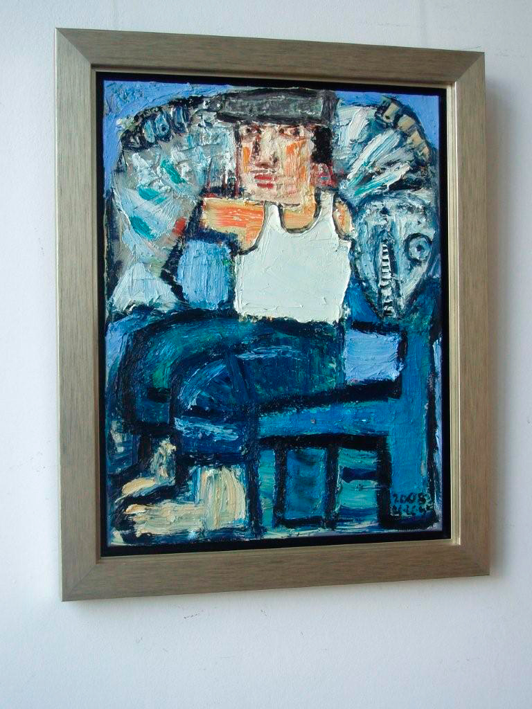Krzysztof Kokoryn - Man with the fish (Oil on Canvas | Wymiary: 63 x 78 cm | Cena: 7500 PLN)