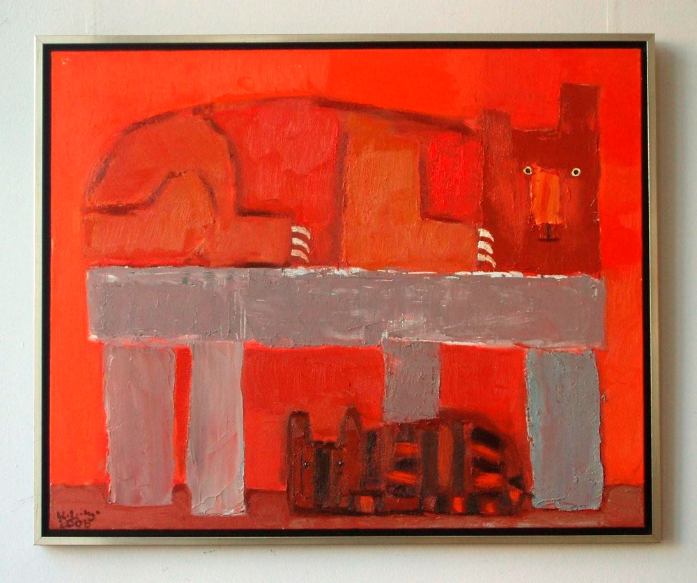 Krzysztof Kokoryn - Dog and cat (Oil on Canvas | Wymiary: 105 x 86 cm | Cena: 8500 PLN)