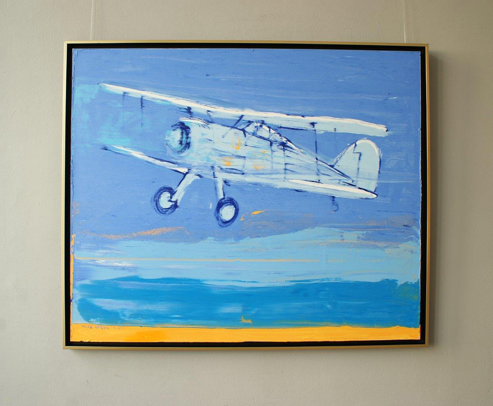 Jacek Łydżba - White airplane (Oil on Canvas | Size: 125 x 105 cm | Price: 7000 PLN)