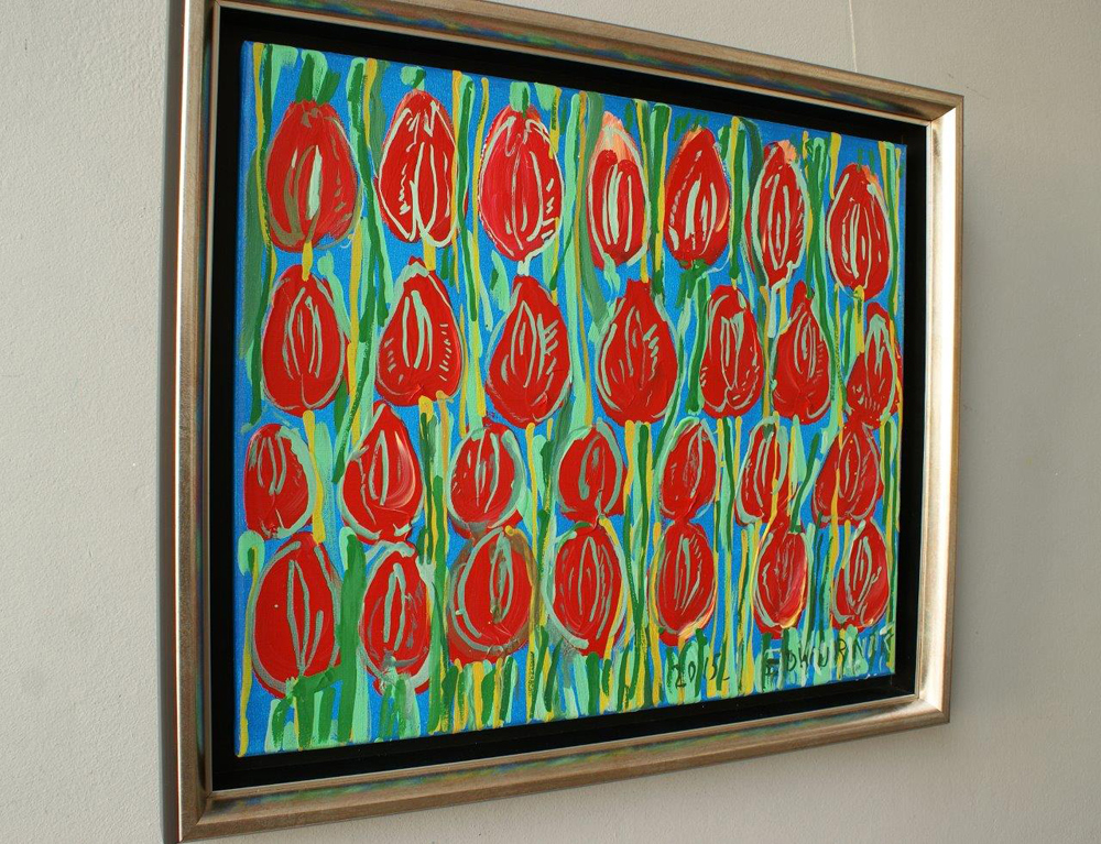 Edward Dwurnik - Red tulips (Oil on Canvas | Size: 64 x 55 cm | Price: 6500 PLN)