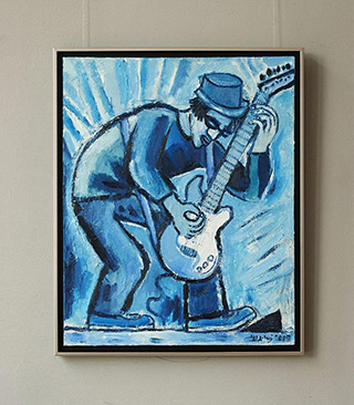 Krzysztof Kokoryn : Blue guitarist : Oil on Canvas