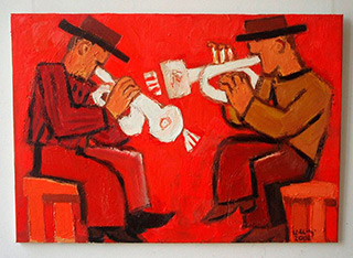 Krzysztof Kokoryn : Trumpet players : Oil on Canvas
