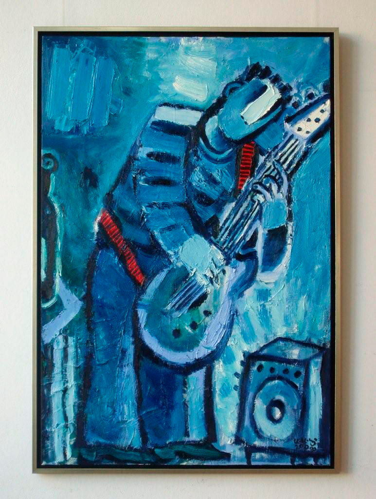 Krzysztof Kokoryn - Blue guitar player (Oil on Canvas | Wymiary: 85 x 125 cm | Cena: 8500 PLN)