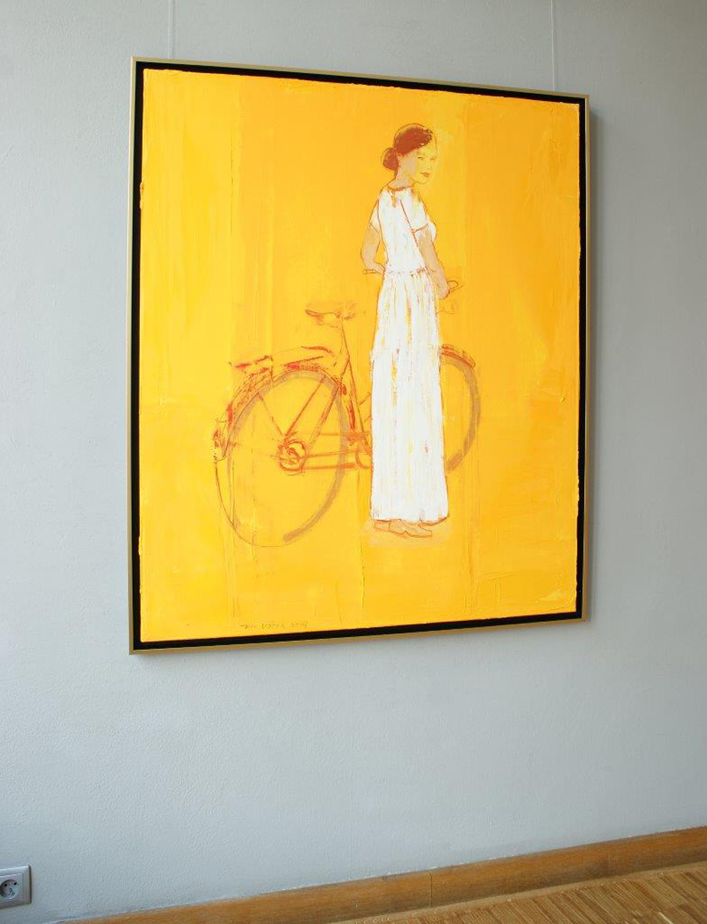 Jacek Łydżba - Lady with bicykle (Oil on Canvas | Size: 105 x 125 cm | Price: 7300 PLN)