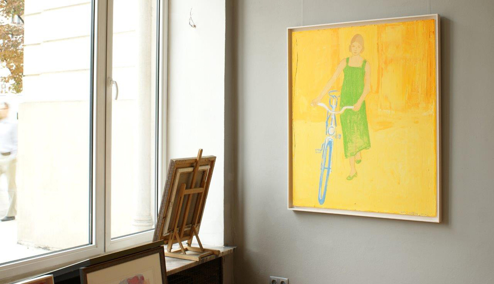 Jacek Łydżba - Cyclist from the front (Oil on Canvas | Size: 105 x 125 cm | Price: 7500 PLN)
