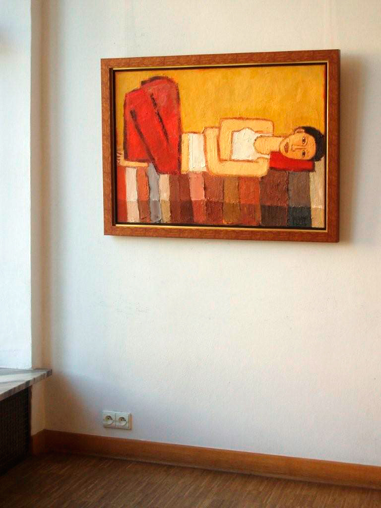 Krzysztof Kokoryn - Red trousers (Oil on Canvas | Wymiary: 113 x 83 cm | Cena: 8500 PLN)