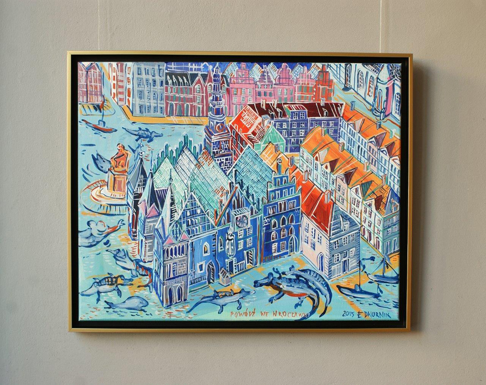 Edward Dwurnik - Flood in Wrocław (Oil on Canvas | Size: 86 x 70 cm | Price: 16000 PLN)