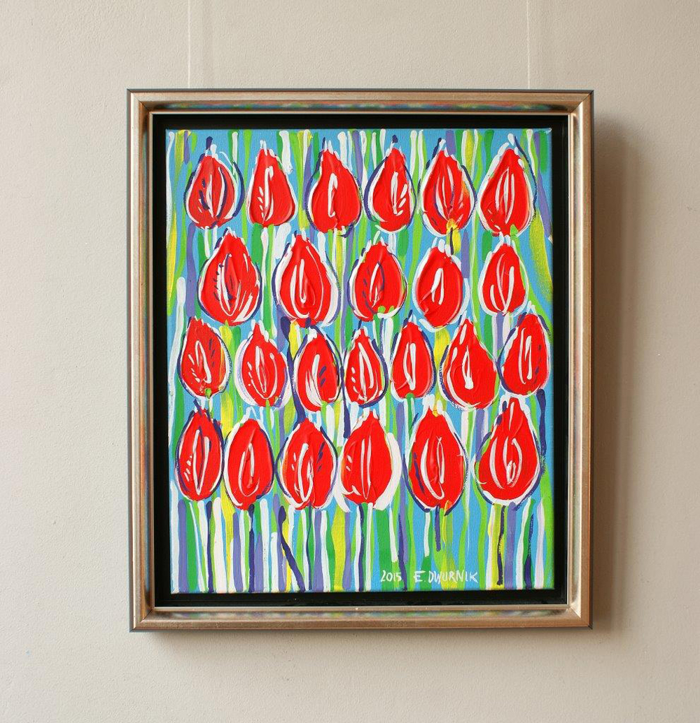 Edward Dwurnik - Red tulips (Oil on Canvas | Size: 55 x 64 cm | Price: 6500 PLN)
