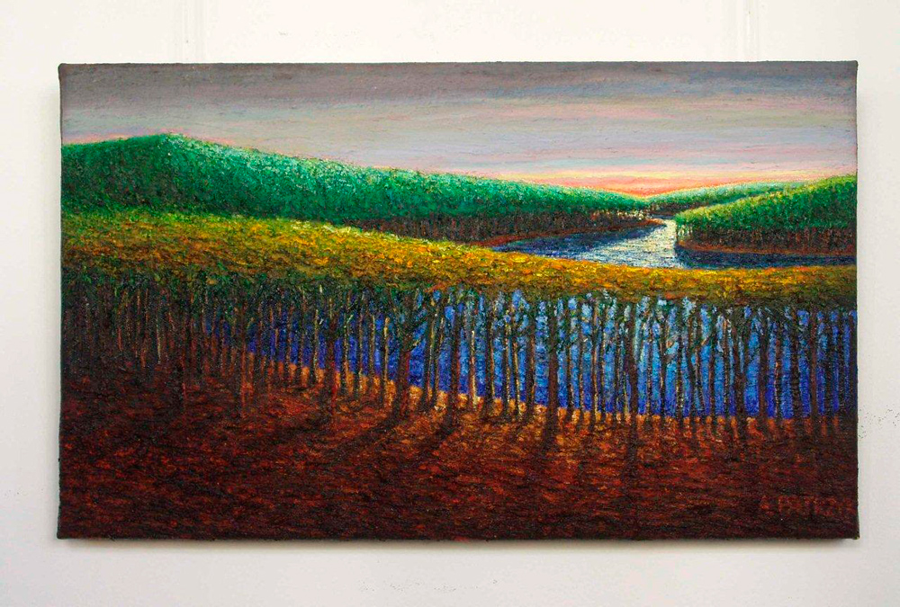Adam Patrzyk - Malachite wood (Oil on Canvas | Wymiary: 50 x 30 cm | Cena: 4500 PLN)