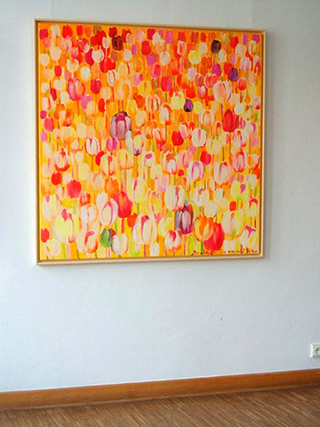 Beata Murawska : Light tulips field : Oil on Canvas