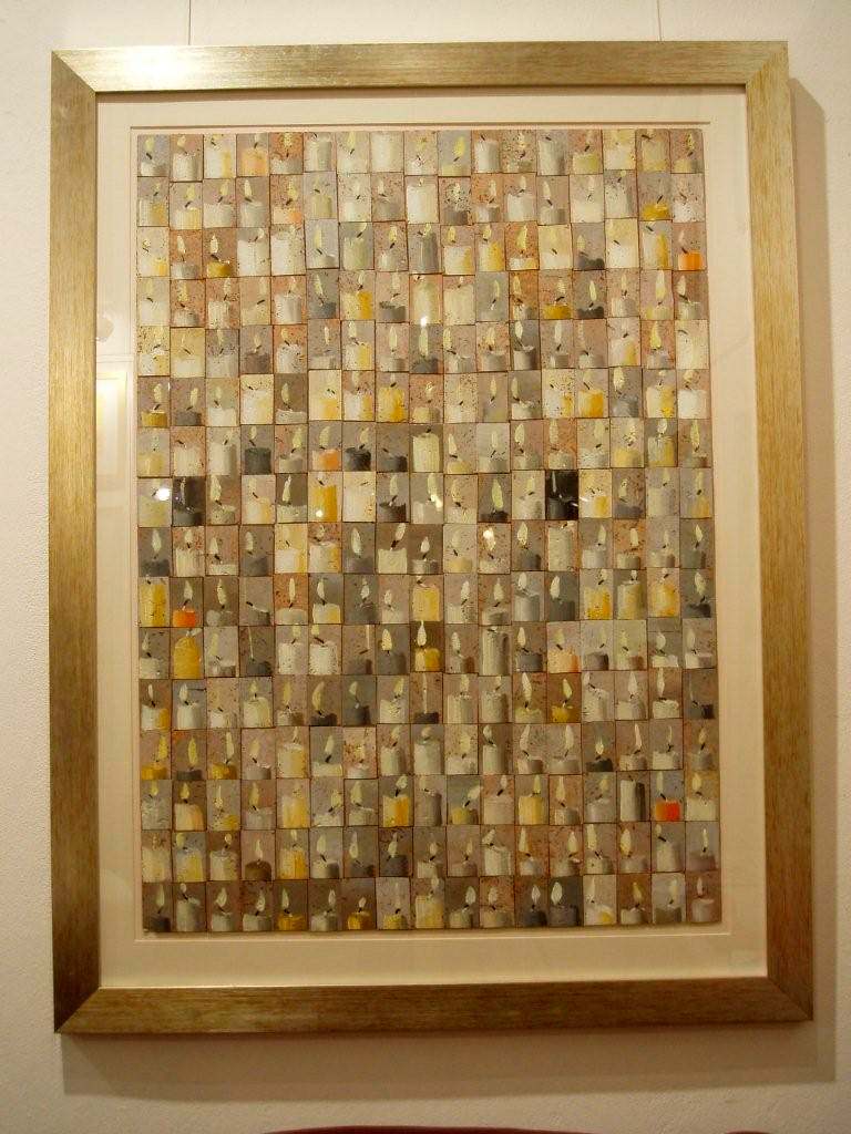 Dariusz Mlącki - Candles (Acrylic on cork | Größe: 91 x 119 cm | Preis: 5000 PLN)