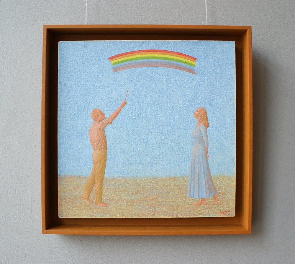 Mikołaj Kasprzyk -  Painting a rainbow (Oil on Canvas | Size: 41 x 41 cm | Price: 3200 PLN)