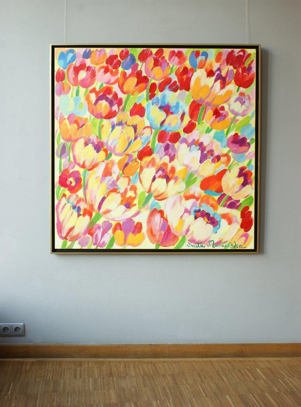 Beata Murawska - Crazy tulips (Oil on Canvas | Wymiary: 125 x 125 cm | Cena: 7400 PLN)