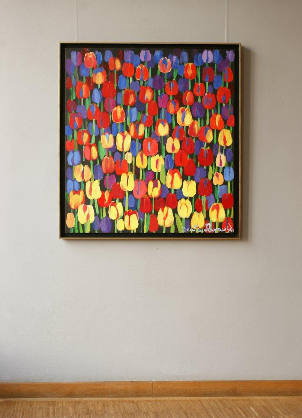 Beata Murawska - Tulips after the rain (Oil on Canvas | Wymiary: 96 x 106 cm | Cena: 5500 PLN)