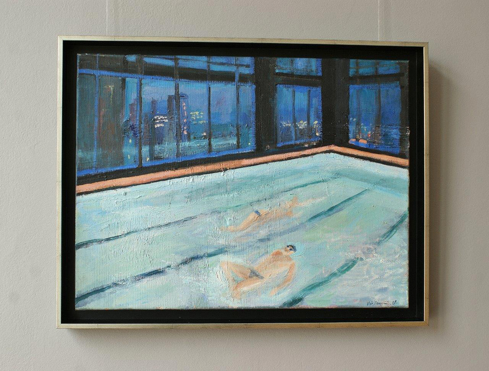 Katarzyna Karpowicz - Swimming in NY (Oil on Canvas | Wymiary: 67 x 52 cm | Cena: 4600 PLN)