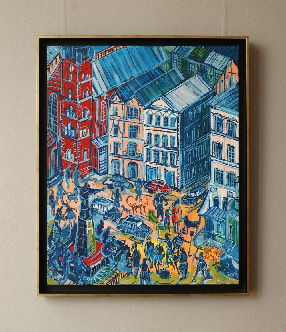 Edward Dwurnik - Tumult in Kraków (Oil on Canvas | Size: 71 x 87 cm | Price: 15000 PLN)