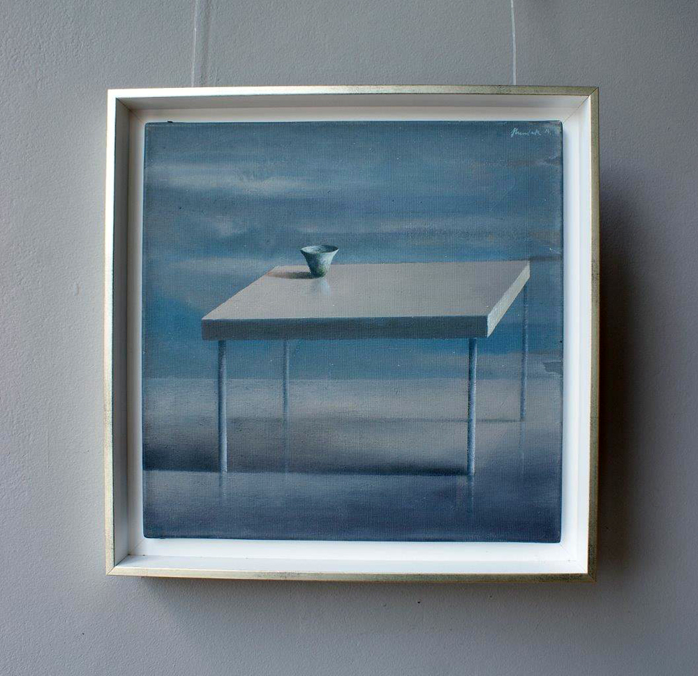 Łukasz Huculak - Table (white frame) (Oil on Canvas | Größe: 46 x 46 cm | Preis: 4300 PLN)