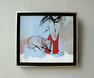 Agnieszka Sandomierz : Girl with a dog : Tempera on canvas