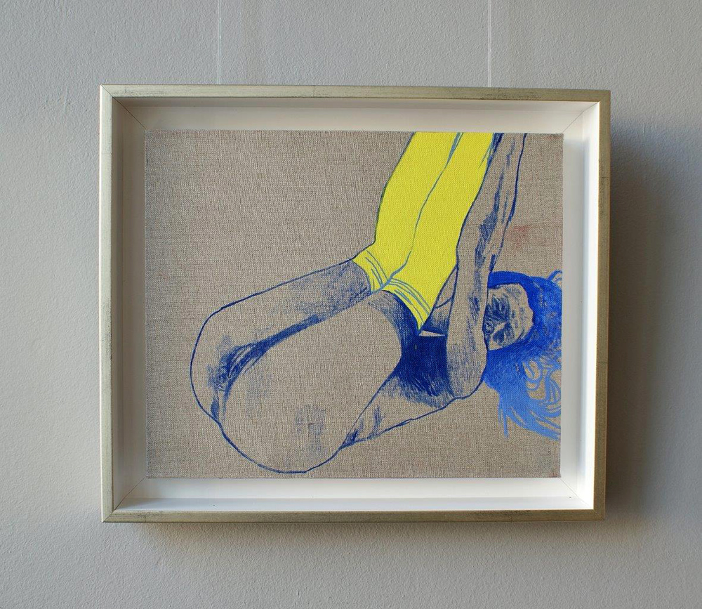 Agnieszka Sandomierz - Yellow knee socks (Oil on Canvas | Größe: 36 x 31 cm | Preis: 2800 PLN)