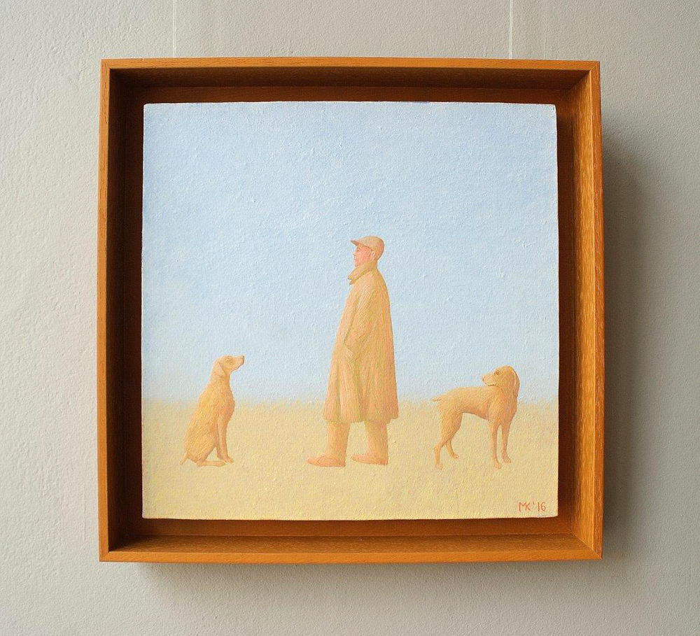 Mikołaj Kasprzyk - With two dogs (Oil on Canvas | Größe: 36 x 36 cm | Preis: 2900 PLN)