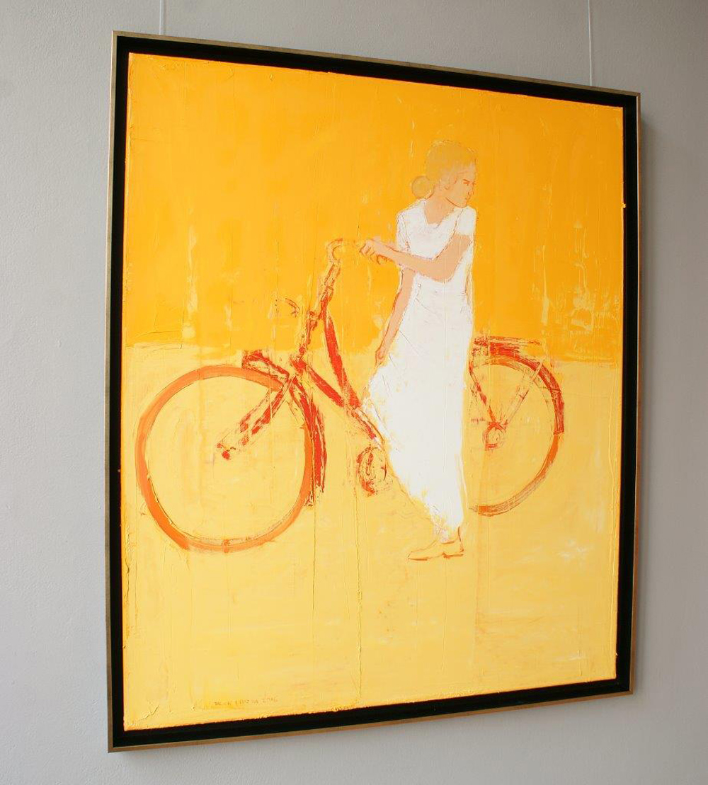 Jacek Łydżba - Cyclist watching back (Oil on Canvas | Size: 106 x 126 cm | Price: 7000 PLN)