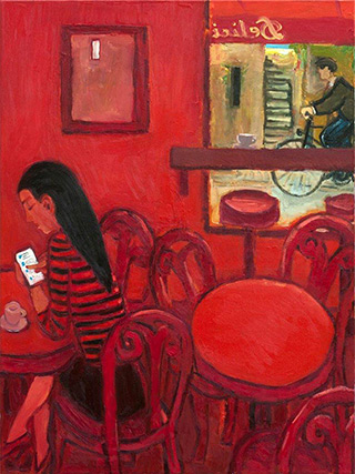 Krzysztof Kokoryn : Red cafe : Oil on Canvas