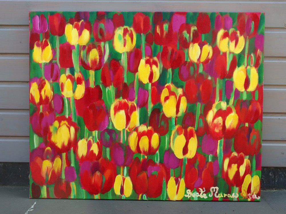 Beata Murawska - Reggae tulips (Oil on Canvas | Size: 100 x 81 cm | Price: 5500 PLN)