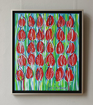 Edward Dwurnik : Red tulips : Oil on Canvas