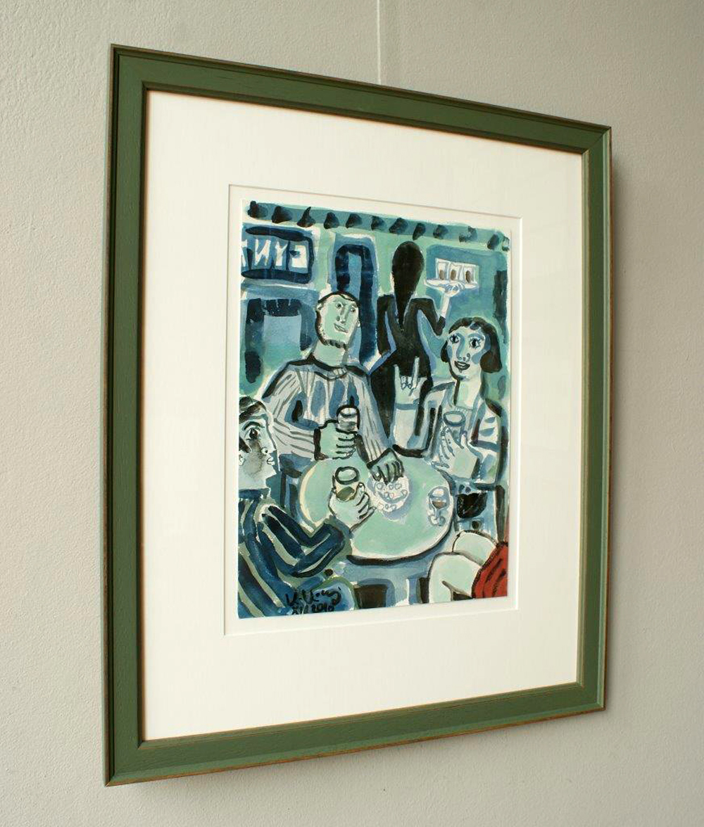 Krzysztof Kokoryn - Café society (Guache on  paper | Wymiary: 44 x 55 cm | Cena: 1500 PLN)