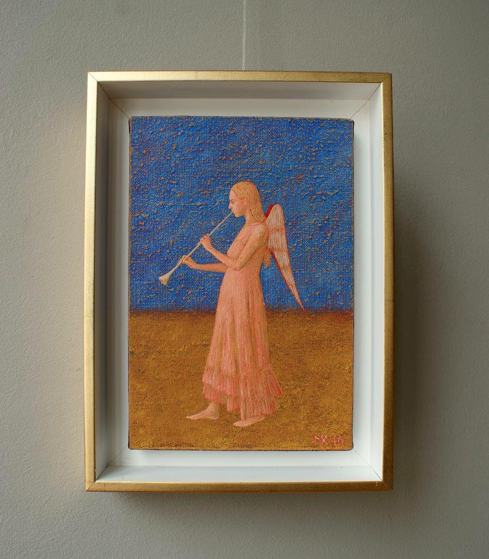 Mikołaj Kasprzyk - Angel with trumpet (Oil on Canvas | Wymiary: 24 x 33 cm | Cena: 1500 PLN)