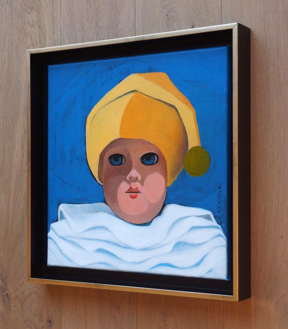 Katarzyna Castellini - Clown in yellow cap (Oil on Canvas | Wymiary: 46 x 46 cm | Cena: 1500 PLN)